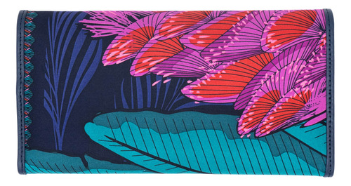 Cartera De Bolsillo Seda Pineda Covalin Diseño Guacamaya Color Marino