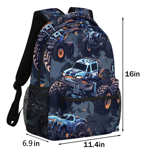 Mochila Infantil Monster Truck Para Mochila Escolar, Color-0