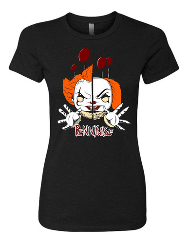 Camiseta It Payaso Terror Femenina Serie Black Dama