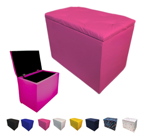 Puff Pufe Bau Decorativo Organizador Calçadeira Retangular Cor Rosa Courino