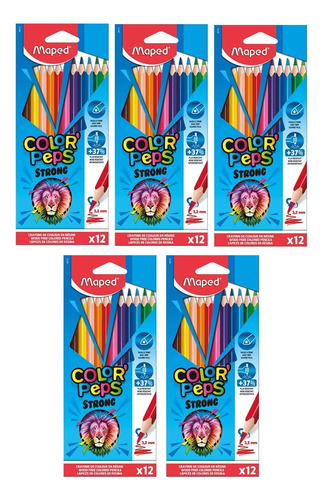 5 Cajas De Lapices Maped Color Peps Largos X 12 Colores 