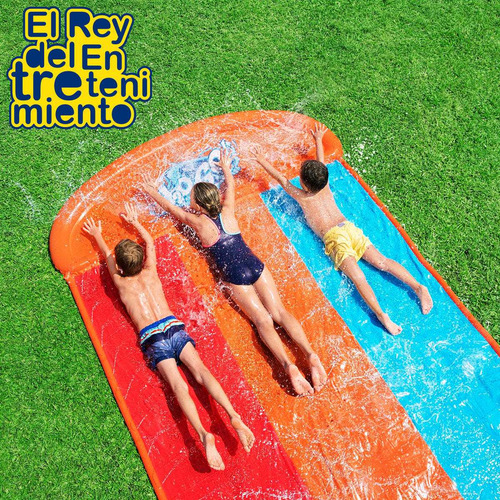 Imagen 6 de 8 de Tobogán Bestway Pista Deslizante Triple H2o Go Agua - El Rey