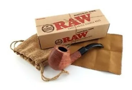 Pipa de madera raw para fumar. Original con bolsa de tela y caja.