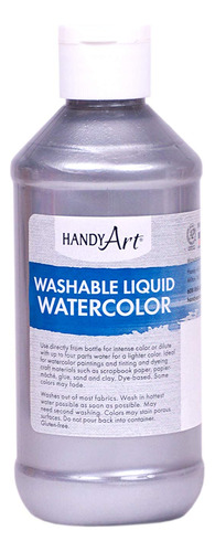 Handy Art - Acuarela Lquida Lavable (8 Onzas), Color Platead
