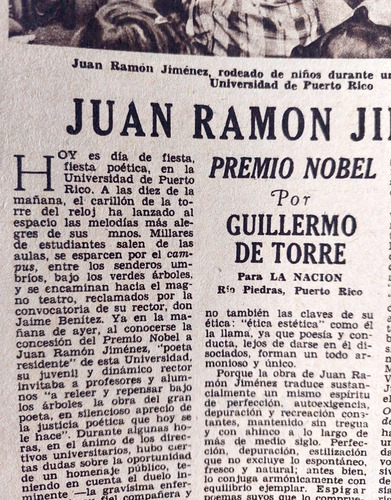 Juan Ramón Giménez Premio Nobel 1956 Guillermo De Torre