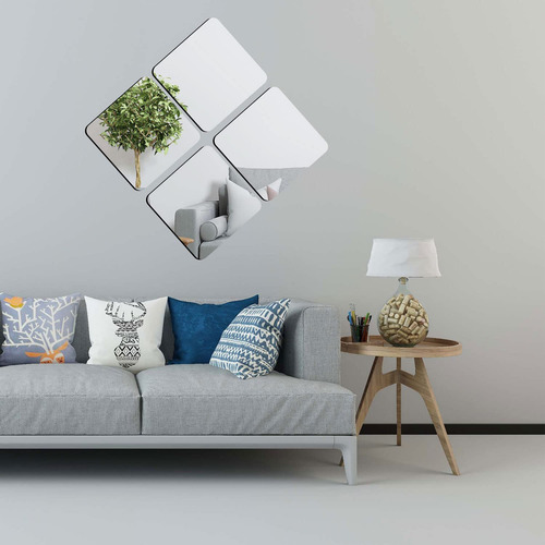 AmasSmile Paquete 6 espejos pared longitud completa, Hogar Decorativos Inastillable espejo acrílicos 25cm, láminas de espejo plástico flexible inastillables para dormitorio, hogar, puerta de gimnasio