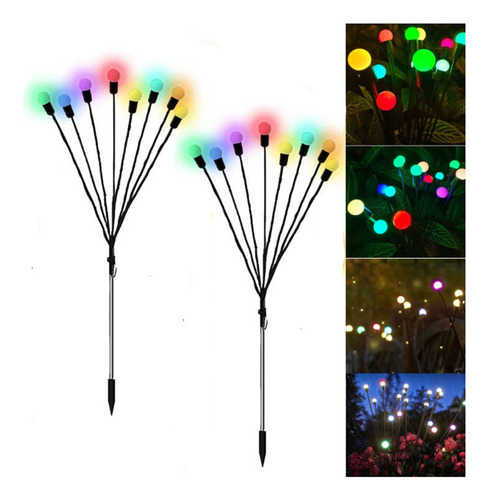 6 Luces Lampara Solar Jardin Luz De Luciérnaga Led 2 Piezas Estructura Warm Light,luces Para Jardin Solares,lamparas Solares Exterior Jardin