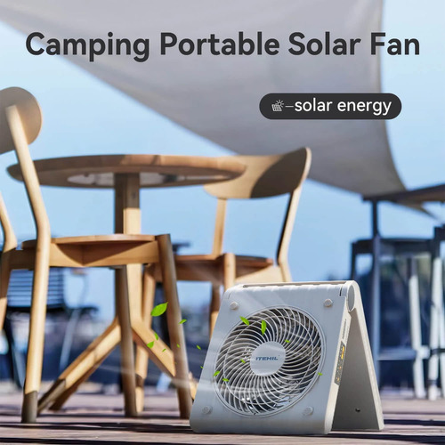 Ventilador Solar Portátil Recargable 10000 Mah Carga Solar 4