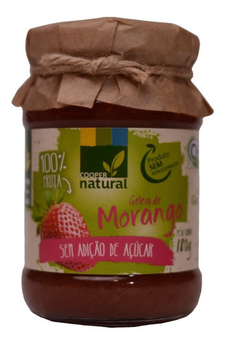 Geleia Orgânica Sem Açúcar Morango 180g  Coopernatural 1 Un