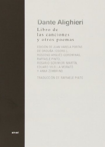 Libro De Las Canciones Y Poemas, Dante Alighieri, Akal