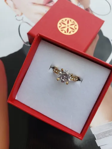 Anillo De Compromiso Nice 4 Ba os De Oro De 18k