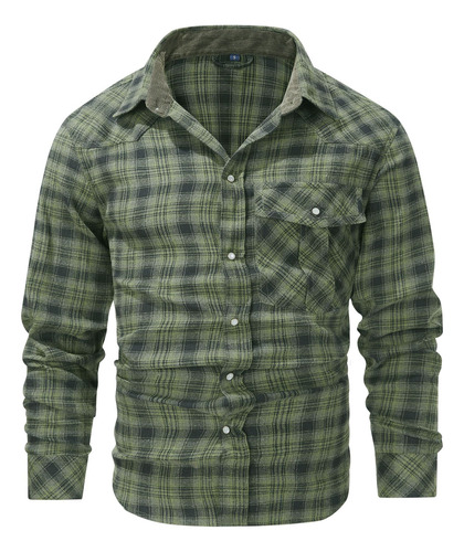 Camisa De Franela Vintage Con Botones De Perlas Estilo Weste