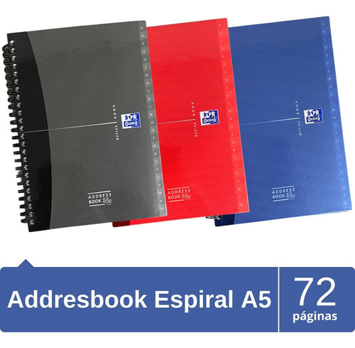 Cuaderno De Espiral Addressbook Oxford 72 Hojas A5 Color Multicolor