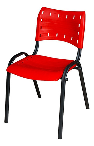 Kit 2 Cadeiras Iso Plástico E Aço Empilhável Escritório Cor Vermelho Material Do Estofamento Polipropileno