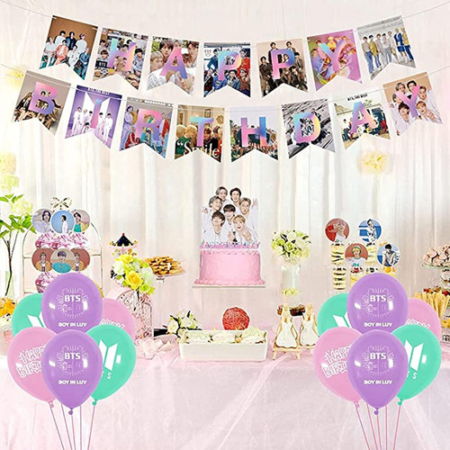 Bts Theme Party Decoration Printing Balloon Birthday Banner