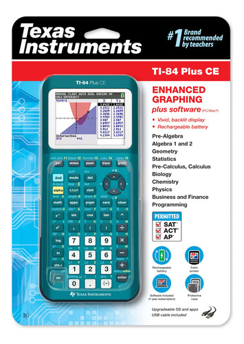 Calculadora Gráfica Texas Instruments Ti-84 Plus Ce Teal