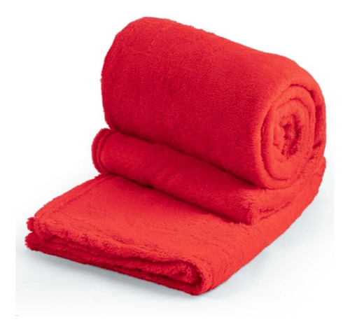 Cobertor Casal Padrão Soft Liso 1 Peça Vermelho