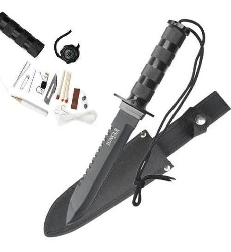 Cuchillo Negro Jungle Master De Supervivencia+grabado Person