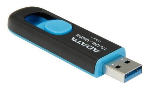 Memoria Usb 128gb 3.0 Adata Uv128 Retractil Negra Azul Nueva