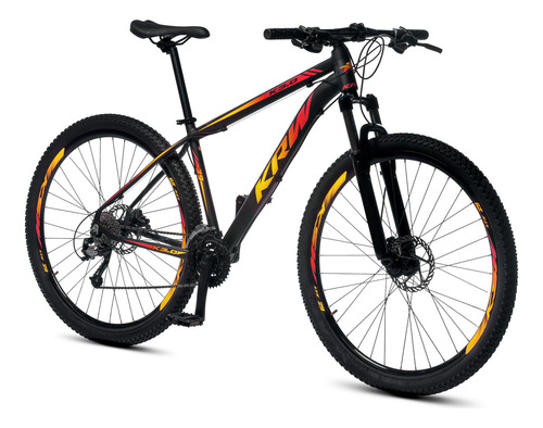 Bicicleta Aro 29 Krw Alumínio 24 Vel Freio A Disco X42 Cor Preto/Amarelo e Vermelho Tamanho do quadro 21