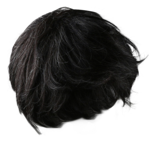 Peluca Hermosa Osplay De Pelo Natural Mixto Negro Oscuro Par