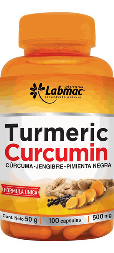 Tumeric Curcuma Jengibre Pimienta Negra 500 Mg 100 Capsulas