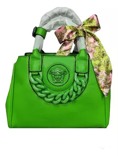 Bolsa Mujer Color Verde Con Pañoleta G5