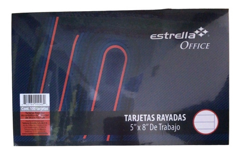 Paquete Con 100 Tarjeta Ficha De Trabajo Raya 5 X 8 