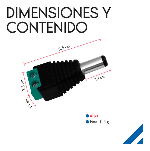 2pz Conector Dc Macho 2.1mm X 5.5mm 12ow, 10a Power Jack Adaptador Cctv Color Negro Diler