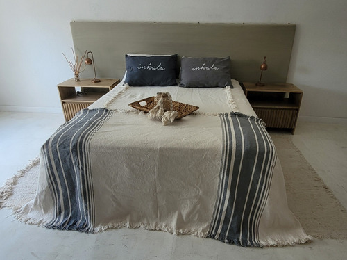 Manta Rustica Moderna 245x250 Cm Crudo Liso Color Blanco