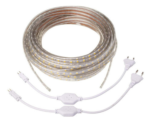 Fita Led 110v Direto Branco Frio Kit Com 20m + 2 Rabichos Cor Da Luz Branco-frio Tensão De Operação 12v