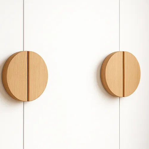 4x Puxadores Meia Lua Zenlart 64mm Madeira Maciça Beech | Frete grátis
