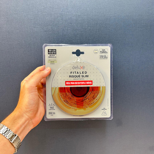 Fita Led Risque Ultra Fina 3mm 8w 4000k 5m 12v Pr Deluxe Luz Branco-neutro Tensão de operação 8W/M