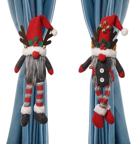 2 Hebillas De Cortina De Gnomo De Navidad Para Ventana, Deco