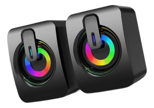 . 2pcs Mini Alto-falante Estéreo Usb Com Luz, Plug And Play