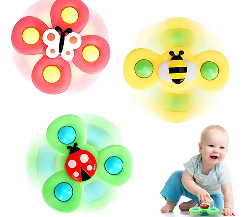 6 Juguetes De Ventosa Giratorios | Baño Y Superficies Lisas | ABS | Regalo Sensorial