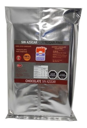 Barra De Chocolate Sin Azúcar 56% Cacao 1 Kilo