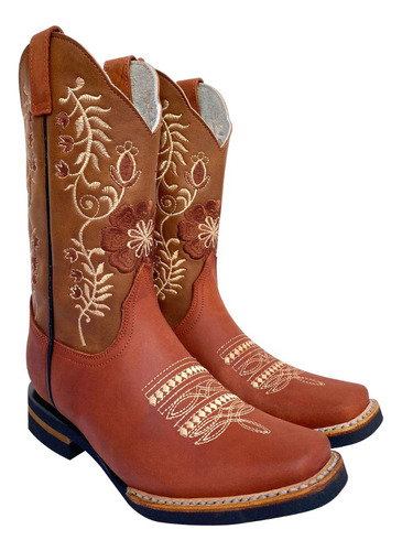 Bota De Mujer, Rodeo Cowgirl Bordada Artesanal