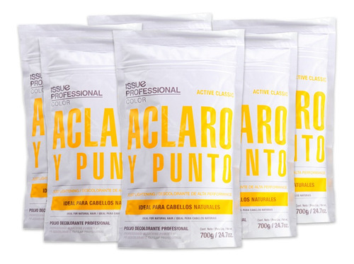 Kit X6 Issue Aclaro Polvo Decolorante Pelo Natural 700gr