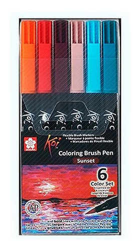 Caneta Brush Artistica Sakura Koi Coloring Sunset 6 Cores