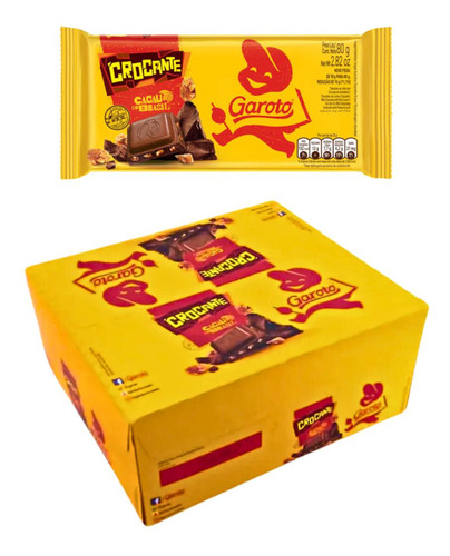Chocolate Garoto Crocante Barra 80g Caixa Com 16 Unidades