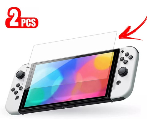 02 Mica Glass Templado Para Nintendo Switch Sellado Oled