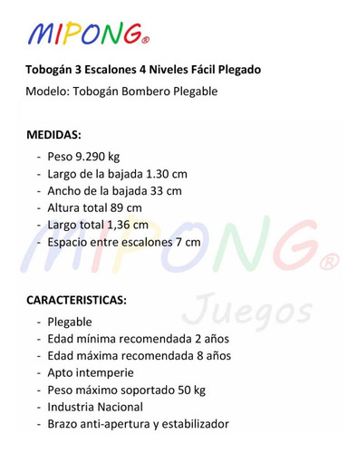 Imagen 3 de 10 de Toboganes Infantiles 4 Niveles Plegable Plástico Reforzado M