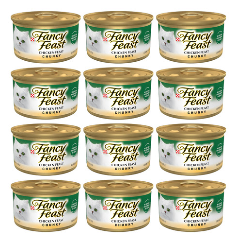 12 Piezas Fancy Feast Terrine De Pollo | Lata Para Gato 85g