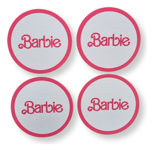 50 Pzs Portavasos Cartulina Personalizados Barbie Rosa 10 Cm