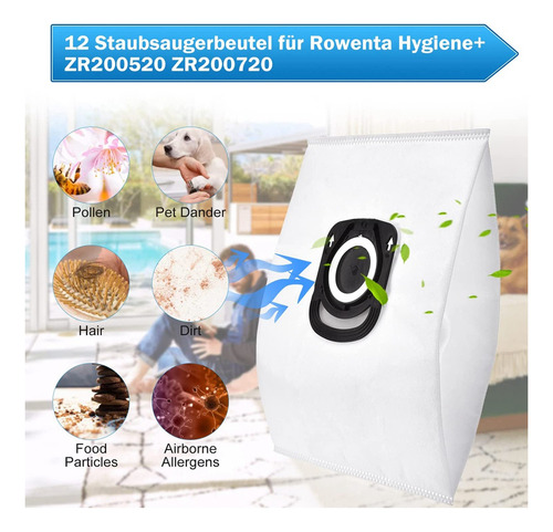 Bolsas De Aspiradora Para Rowenta Hygiene+ Zr200520 Zr200720