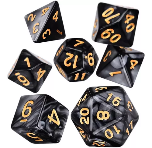 Conjunto de dados de metal de 7 peças, dados de RPG de dados de