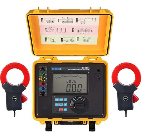 WXQ-XQ ETCR3200C Multifunction Double Clamp Ground Resistance Tester Meter AC 0~600V AC 0.00mA~600A Digital Clamp Meter 
