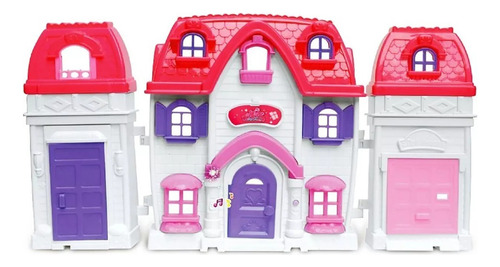 Casita Casa Familiar Muñecas Con Muebles Y Sonido Grande Color Multicolor