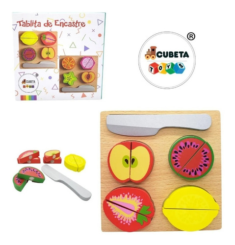 Juguete Madera Tablita Chica Corta Frutas C/iman Y Encastre